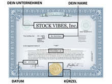Lade das Bild in den Galerie-Viewer, Historisches Aktien Zertifikat Blue - Stock Vibes Print
